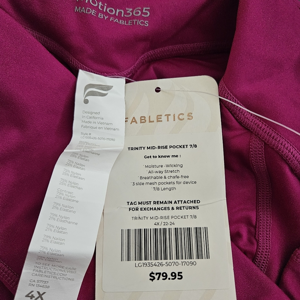 2/$50 Fabletics Trinity Midrise Pocket Leggings Size 4x NWT - Picture 3 of 7